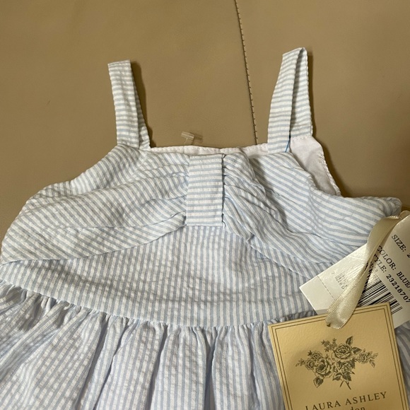 Laura Ashley London Seer sucker Blue and White Dress, Size 24 Months, NWT - Picture 3 of 5